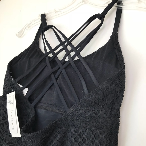 Crochet Strappy Tankini Top w/ Bust Enhancer - Picture 6 of 7